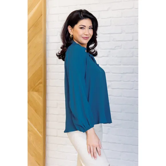 We Believe Keyhole Tie Detail Blouse - Picture 6 of 13